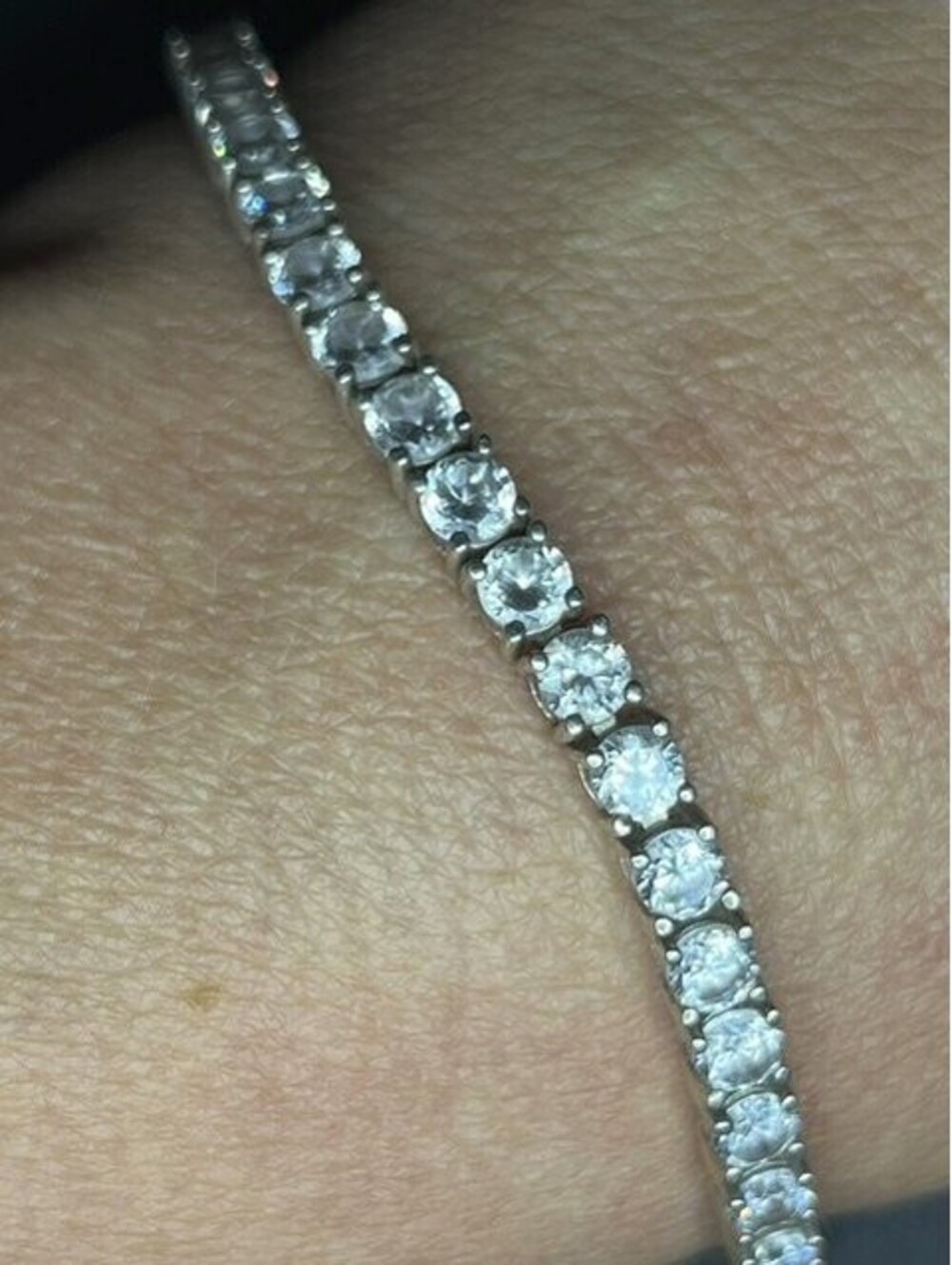 B7366 ROSS SIMONS Sterling Silver 925 Tennis Bracelet Round CZ 14.6g 7.25"